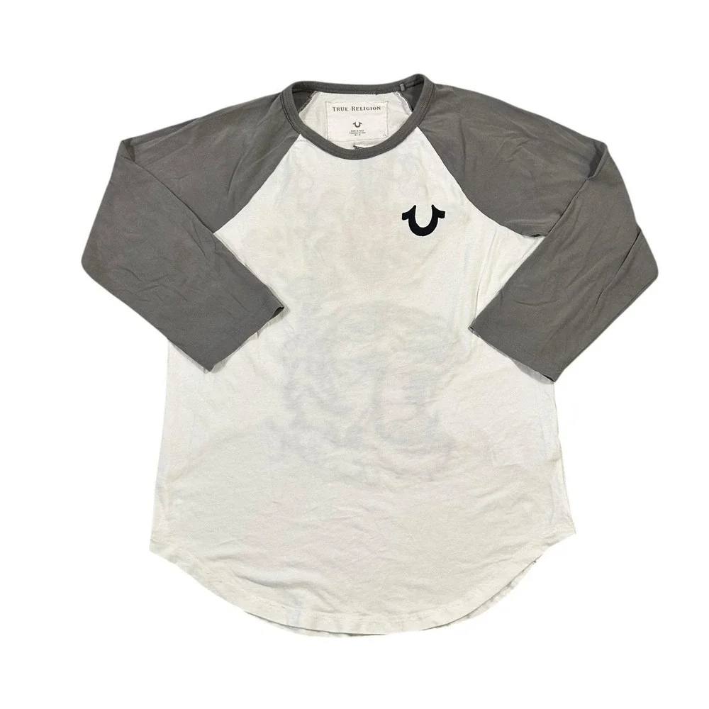 True Religion Y2K Tiger Embroidery Baseball Tee Size Medium‎ Raglan